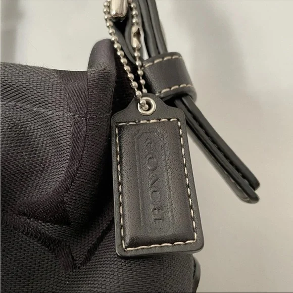 VTG Y2K COACH Signature Jacquard East West Shoulder Bag Purse Monochrome Black - Picture 12 of 14